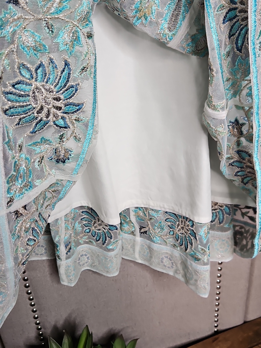Soft Surrounding Icon Alexandria Skirt Aqua Scroll - Picture 5 of 14